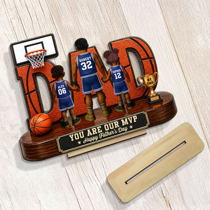 Basketball Dad Legend You Are Our MVP - Personalized 2-Layered Wooden Plaque - Unique Trending 2026 Father's Day Gift For Dad, Husband, Basketball Fans
