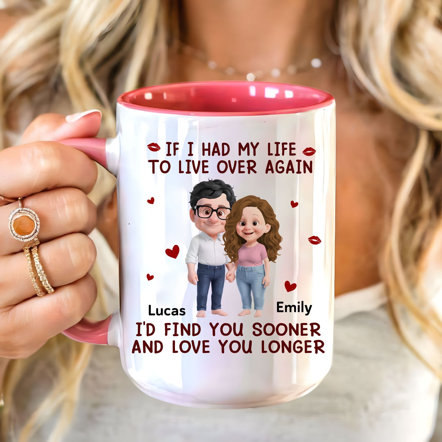 If I Had My Life To Live Over Again Accent Mug - Personalized Custom Coffee Mug for Wife & Husband, Valentine's Gift