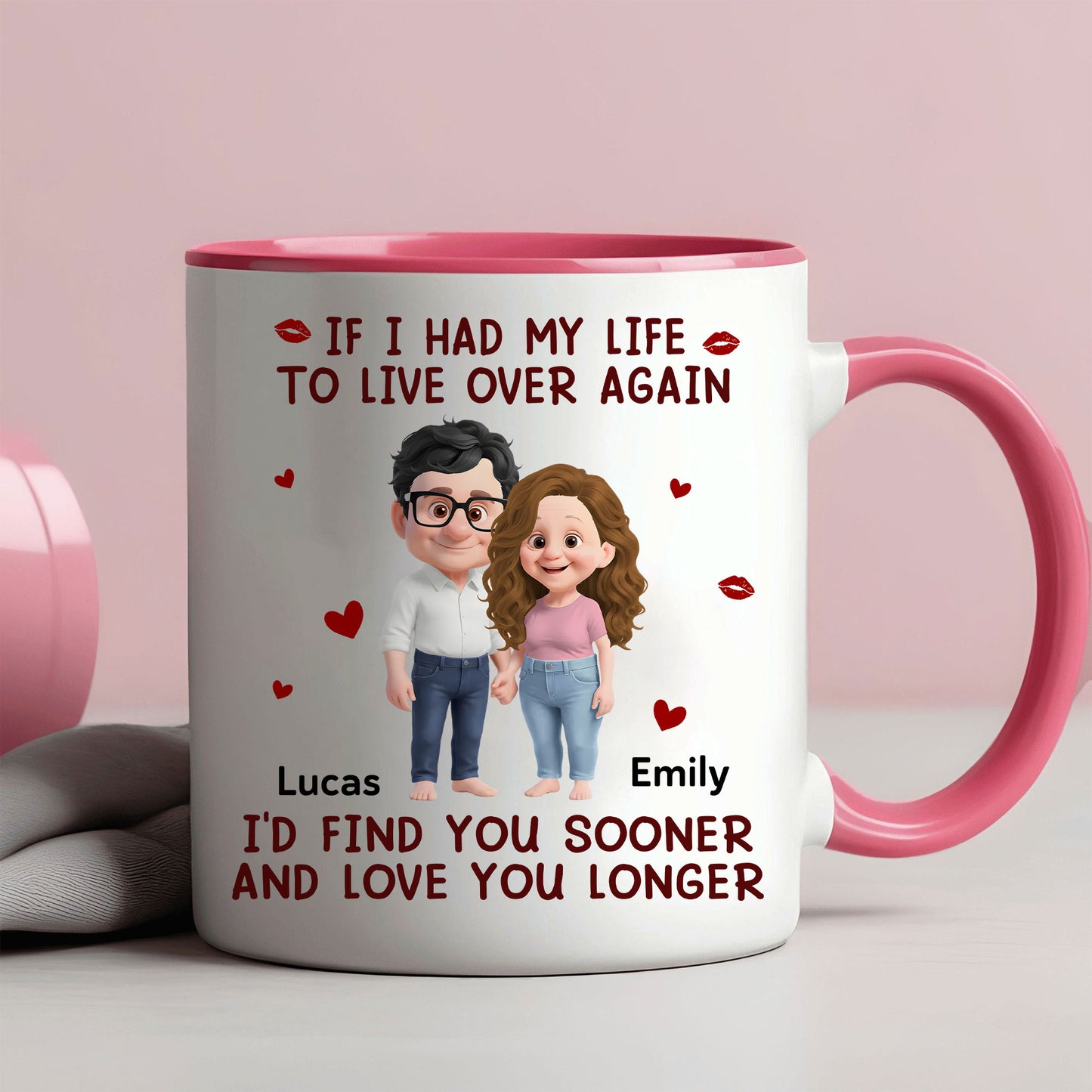 If I Had My Life To Live Over Again Accent Mug - Personalized Custom Coffee Mug for Wife & Husband, Valentine's Gift