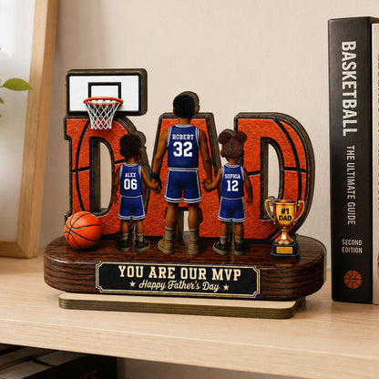 Basketball Dad Legend You Are Our MVP - Personalized 2-Layered Wooden Plaque - Unique Trending 2026 Father's Day Gift For Dad, Husband, Basketball Fans
