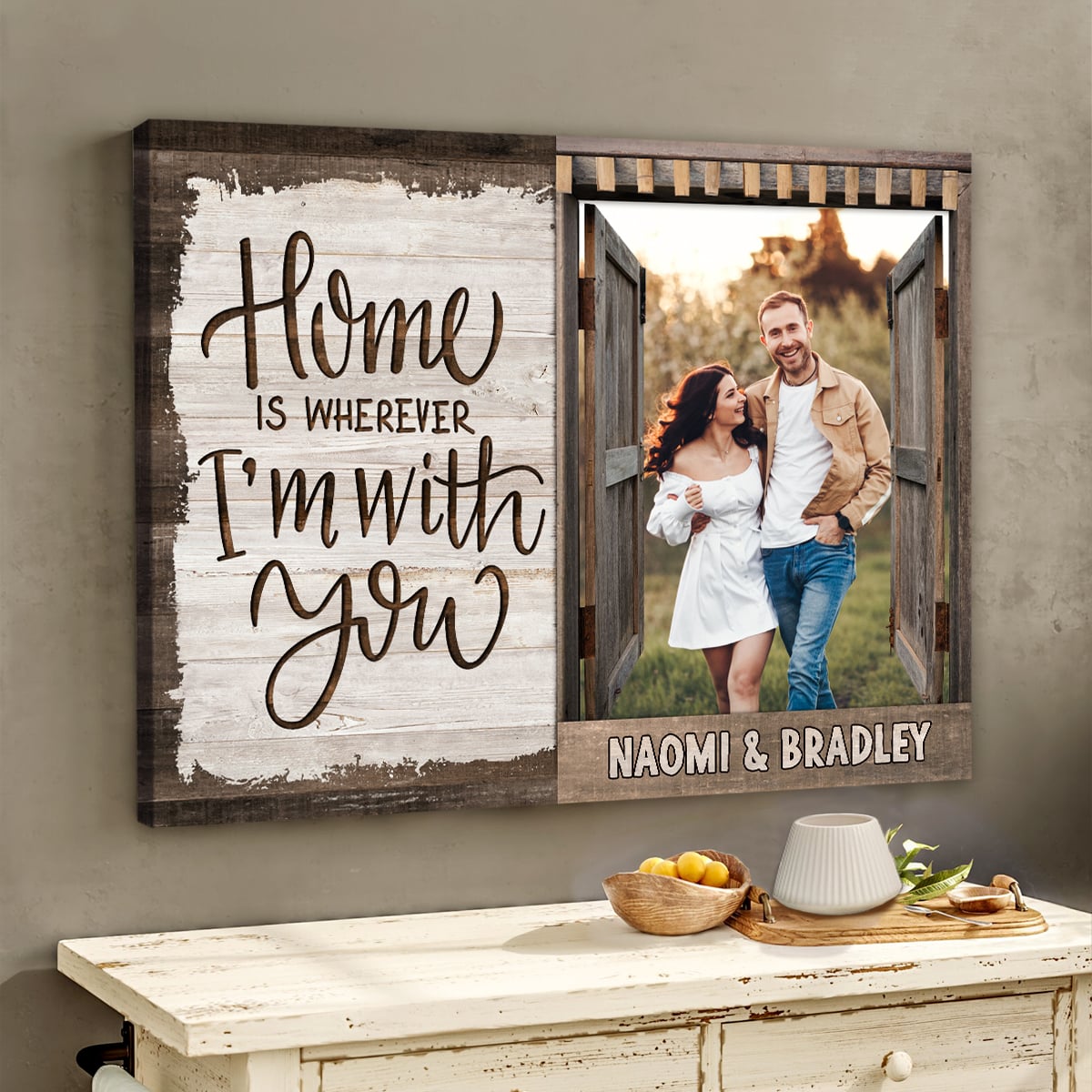 Customized Couple Photo Canvas Print Anniversary Gift Idea For Husband Wife