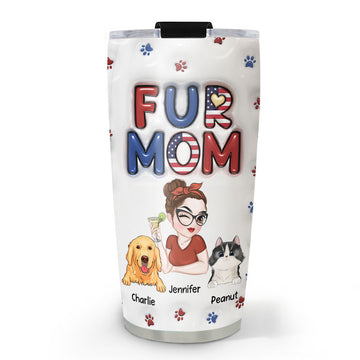 Lovely Dog Mom v3 20oz Tumbler - Personalized Custom 3D Inflated Effect Tumbler, Gift for Dog Mom