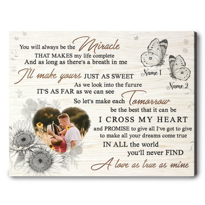 Personalized Couple Gift Idea Anniversary Photo Canvas Print