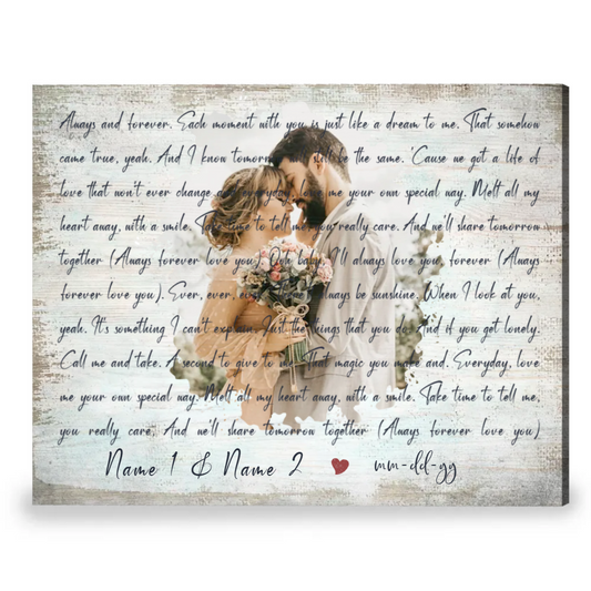 Best Lyrics Song Gift With Custom Photo Gift For Anniversary Canvas Print