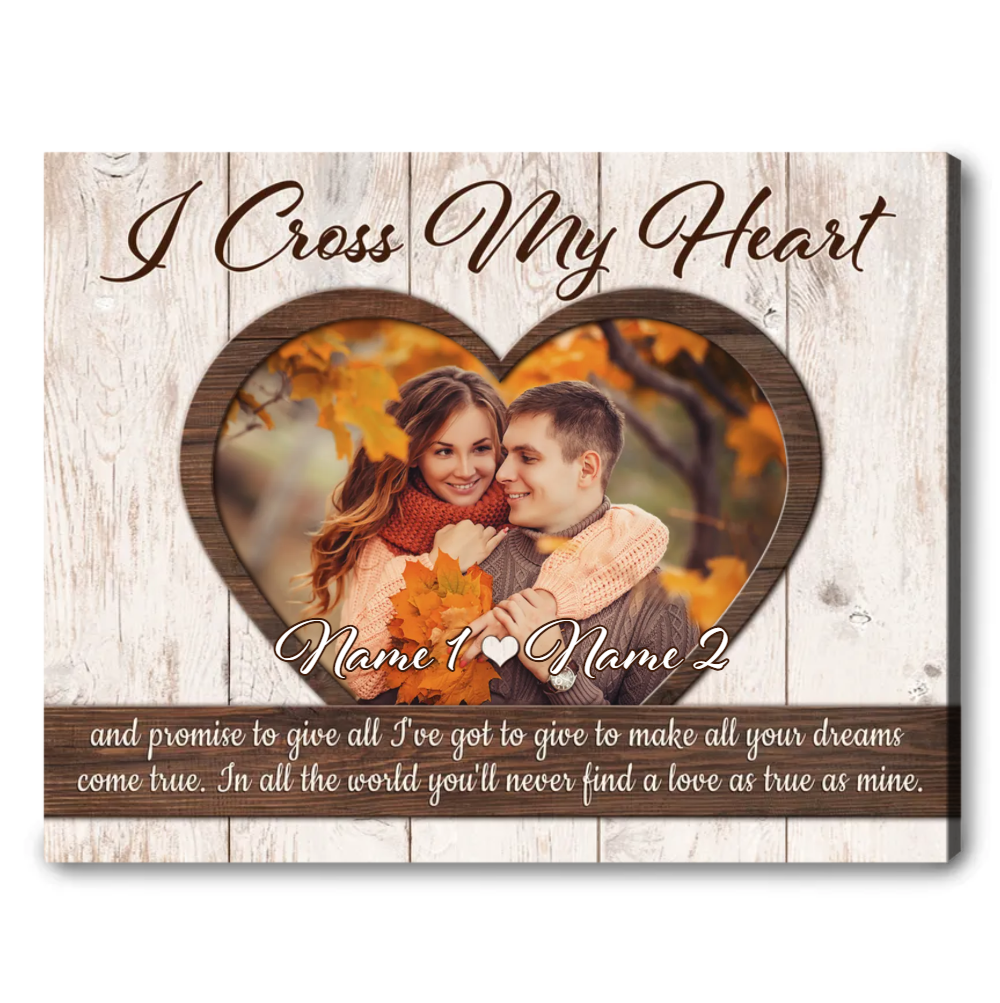 Personalized Couple Photo Canvas Wall Art Loving Wedding Anniversary Gift