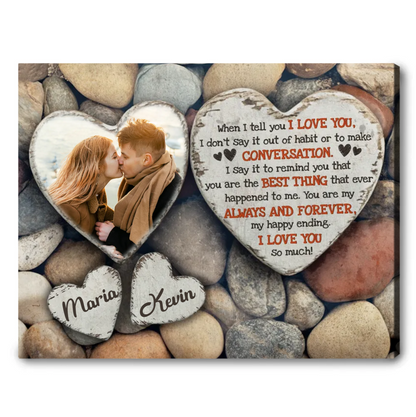 When I Tell You I Love You – Anniversary Gift Heart-Shaped Stone Background Canvas Print