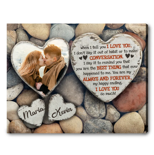 When I Tell You I Love You – Anniversary Gift Heart-Shaped Stone Background Canvas Print