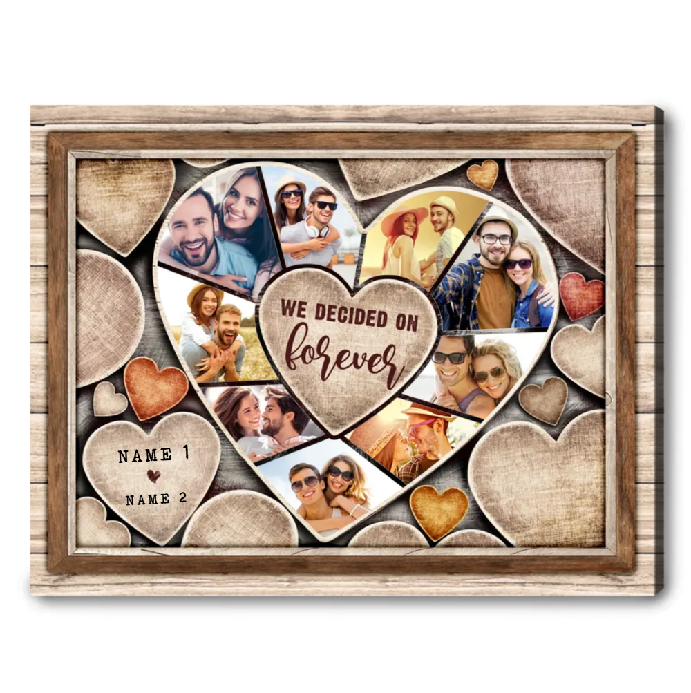 We Decided On Forever Custom Heart Shaped Photo Canvas Wall Art