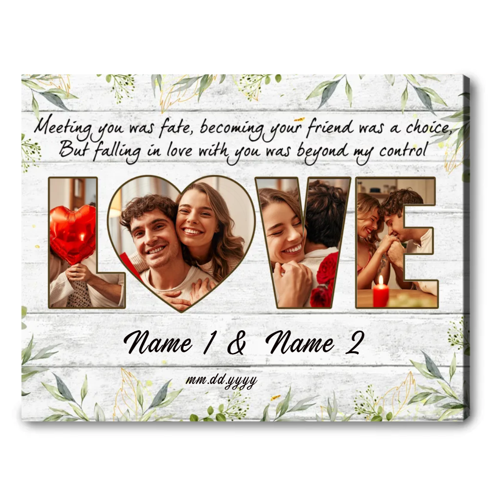 Customized Newlyweds Photo Collage Gift Couple Canvas Wall Art