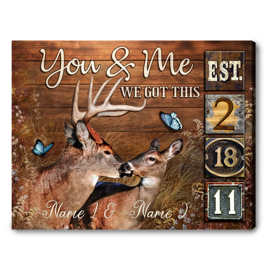 Unique Buck And Doe You And Me Canvas Custom Wedding Date Decor Gift