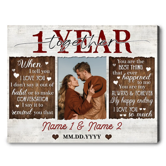 Unique 1 Year Anniversary Gift Custom Canvas Print