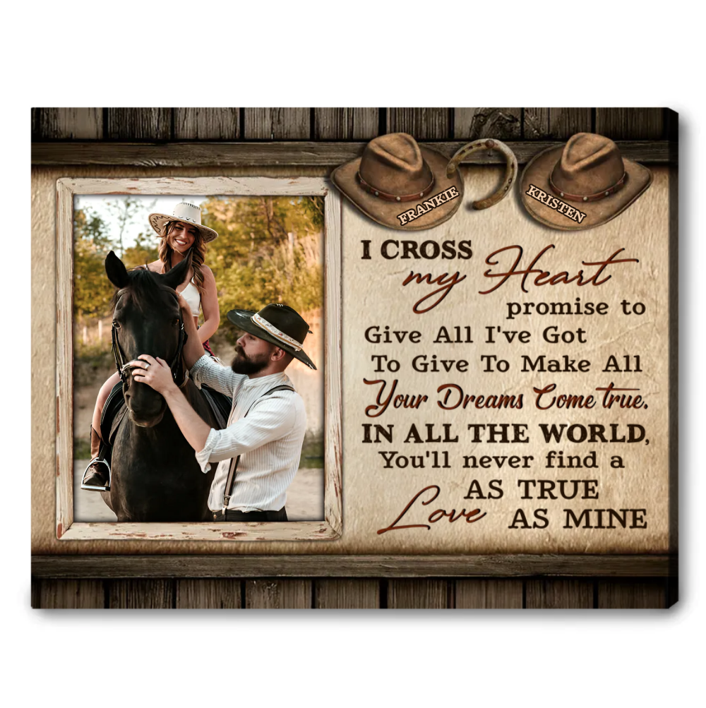 Cowboy Hat Personalized Canvas Gifts For Couple Love Horse Wall Art Decor