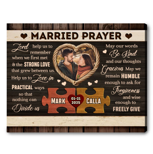 Custom Photo Rustic Married Prayer Canvas – Personalized Gifts For Couple