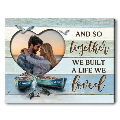 Personalized Coastal Couples Canvas – Custom Beach Wall Art