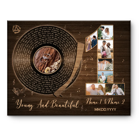 1st Anniversary With Favorite Song Canvas, Personalized Wedding Gift Idea, Wedding Song For Couple, Anniversary Gift