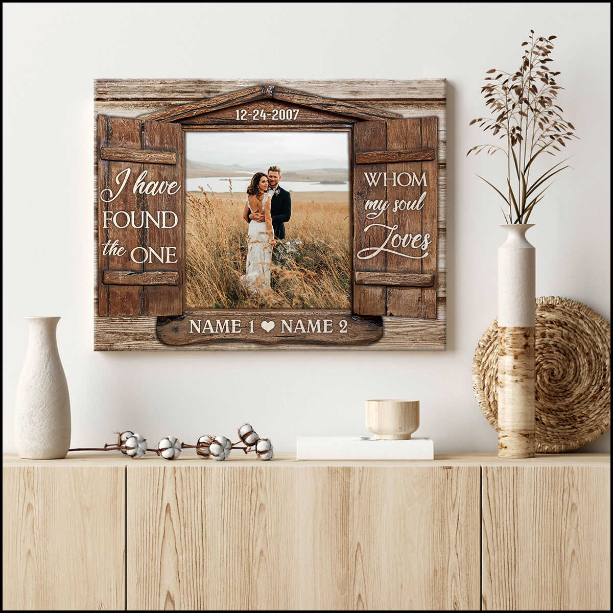 Personalized Photo Canvas with Message Window Frame