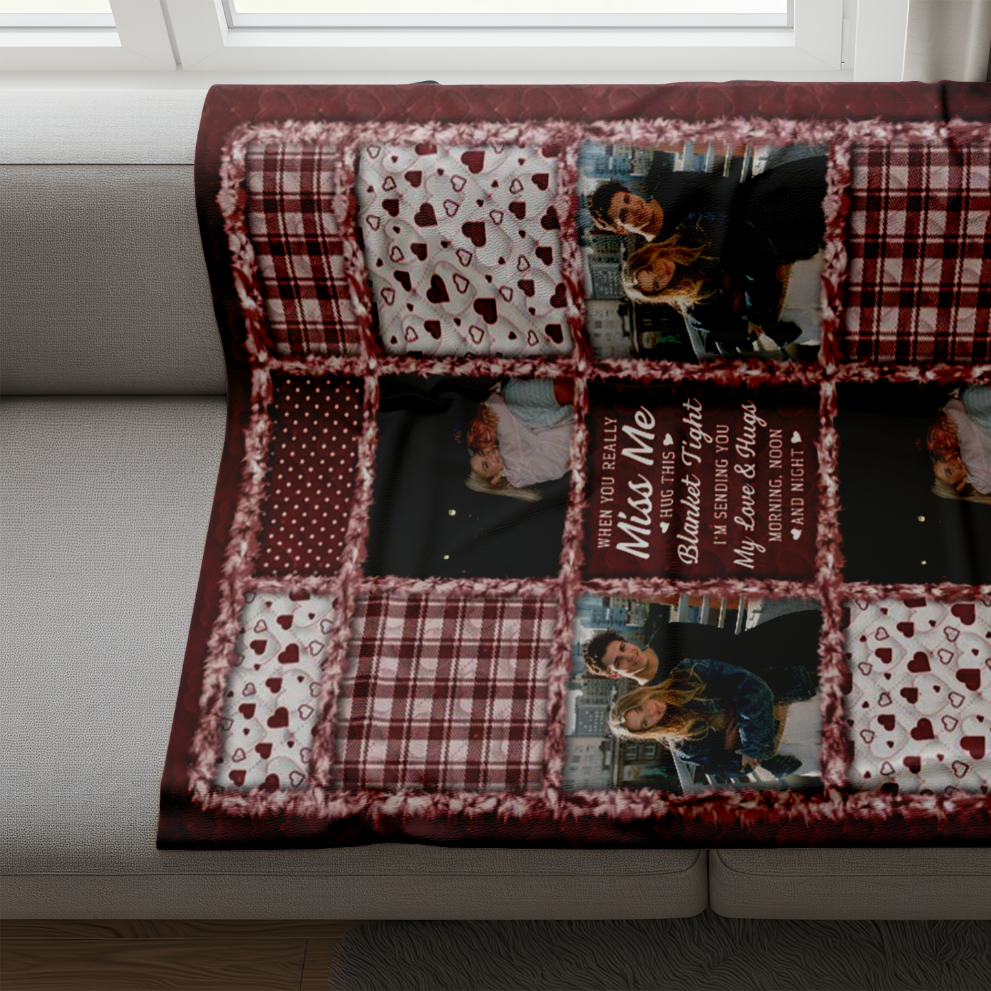 Custom When You Really Miss Me Hug This Blanket - Personalized Fleece Blanket, Sherpa Blanket, Valentine Anniversary Gift for Couple