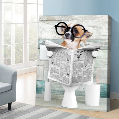 Funny Custom Pet Portraits Reading The Newpaper On Toilet Canvas Print