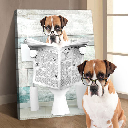 Funny Custom Pet Portraits Reading The Newpaper On Toilet Canvas Print