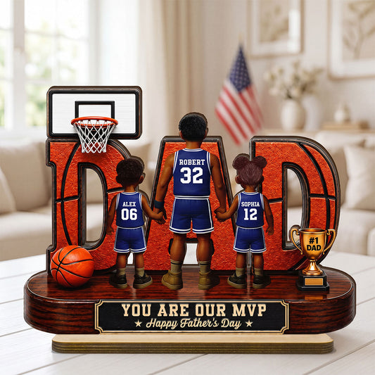 Basketball Dad Legend You Are Our MVP - Personalized 2-Layered Wooden Plaque - Unique Trending 2026 Father's Day Gift For Dad, Husband, Basketball Fans
