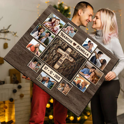 God Gave Me You – Personalized Anniversary Gift For Couples Christian Photo Collage Canvas Wall Art