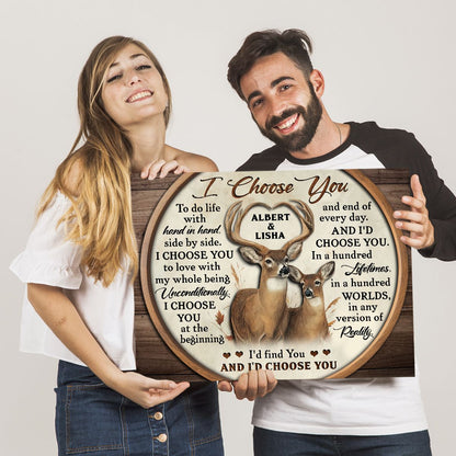 I Choose You – Personalized Gift For Couples Buck And Doe Custom Names Canvas Print