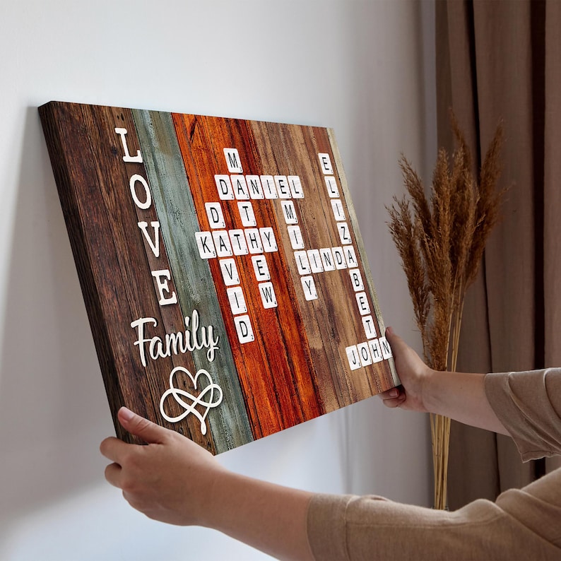 Family Name Crossword Puzzle Art – Personalized Poster/Canvas – Unique Custom Gift for Families & Loved Ones