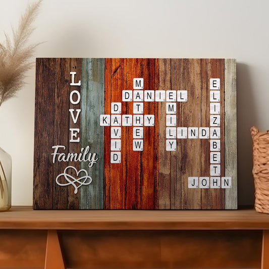 Family Name Crossword Puzzle Art – Personalized Poster/Canvas – Unique Custom Gift for Families & Loved Ones