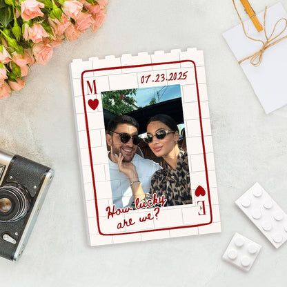 Custom Photo Building Block Couple Playing Card Puzzle Blocks, Valentines Day Gifts For Boyfriend, Anniversary Gifts, Romantic Home Decor