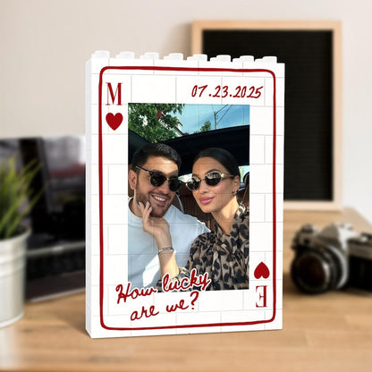 Custom Photo Building Block Couple Playing Card Puzzle Blocks, Valentines Day Gifts For Boyfriend, Anniversary Gifts, Romantic Home Decor