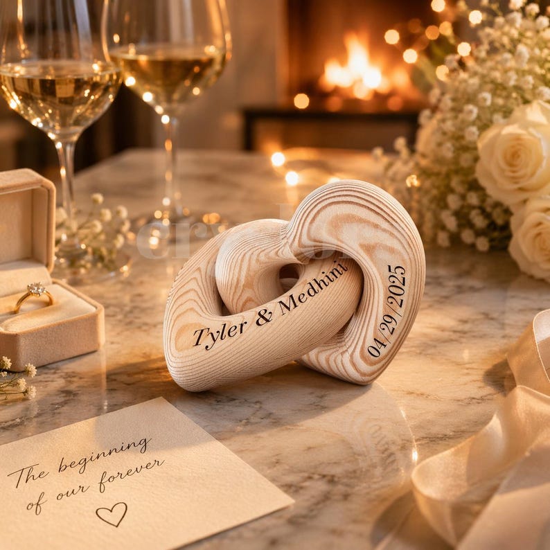 Romantic Couple - Personalized Infinity Heart Sculpture, Gift for Couple, Anniversary Gift