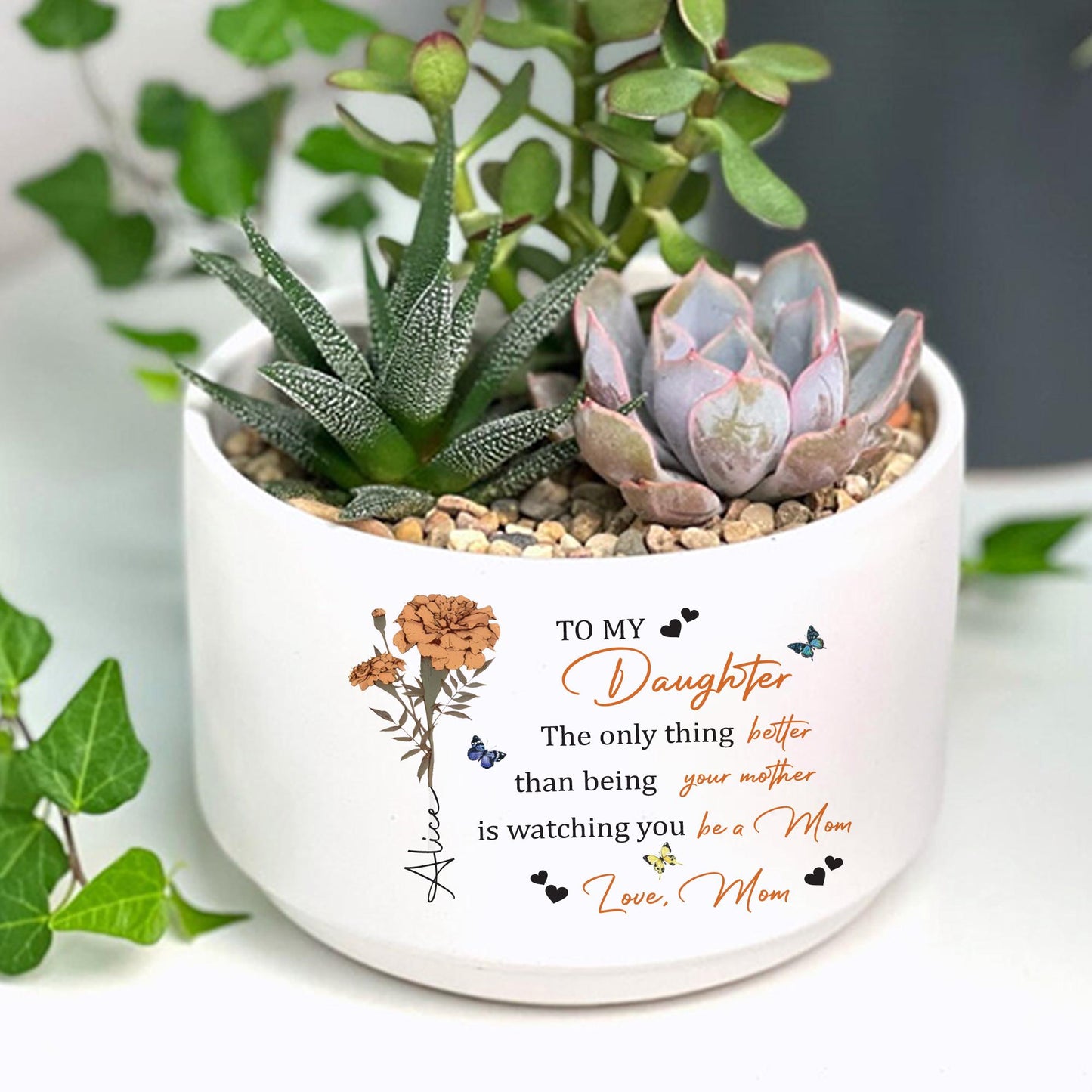 Personalized Mom to Daughter Gift Plant Pot, Custom Daughter Flower Ceramic Pot, Mother's Day Gift, Daughter Gift From Mama