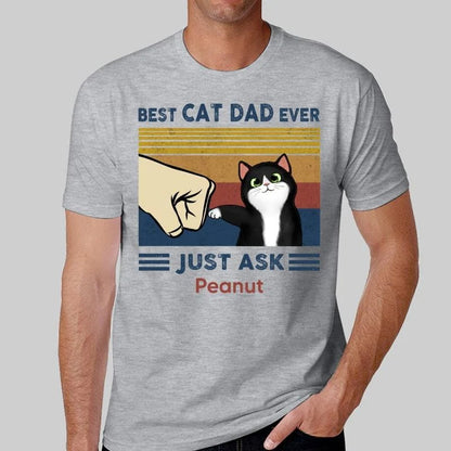 Perfect Gift for Cat Dads - Custom Cat Fist Bump - Personalized Shirt - Perfect Gift for Cat Dads