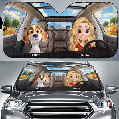 Life Is Better With My Dog - Personalized Car Sunshade, Gift for Dog Dad, Dog Mom