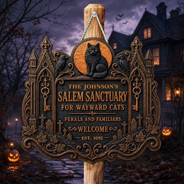 Personalized Welcome to Salem Halloween Wood Sign – Custom Spooky Home Décor
