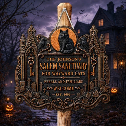 Personalized Welcome to Salem Halloween Wood Sign – Custom Spooky Home Décor