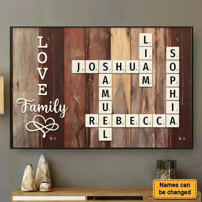 Family Name Crossword Puzzle Art – Personalized Poster/Canvas – Unique Custom Gift for Families & Loved Ones