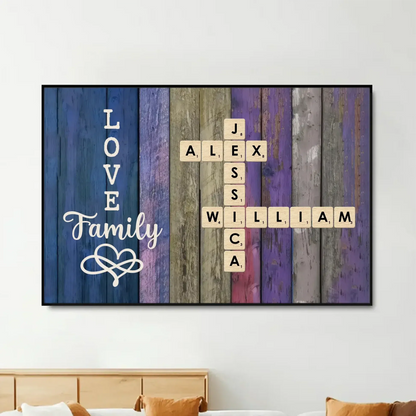Family Name Crossword Puzzle Art – Personalized Poster/Canvas – Unique Custom Gift for Families & Loved Ones
