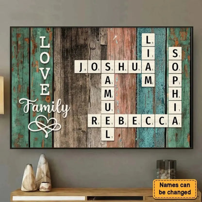 Family Name Crossword Puzzle Art – Personalized Poster/Canvas – Unique Custom Gift for Families & Loved Ones