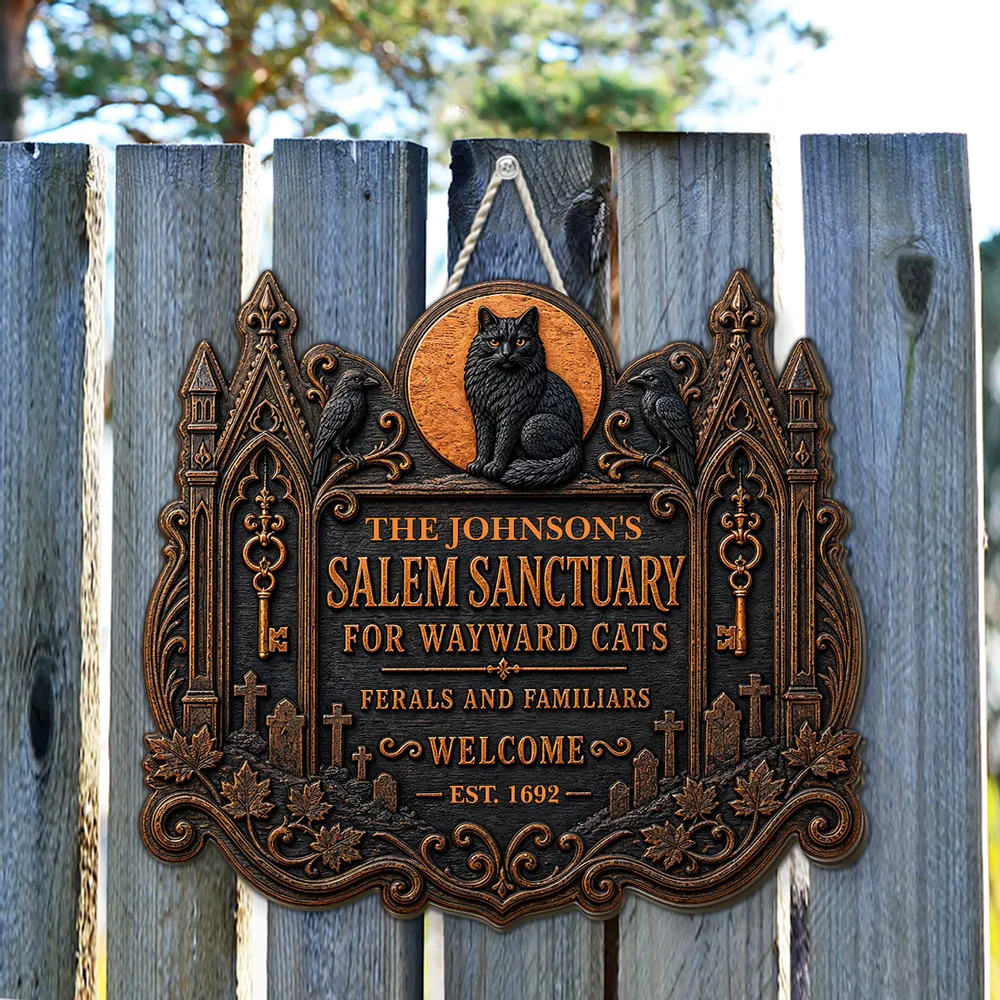 Personalized Welcome to Salem Halloween Wood Sign – Custom Spooky Home Décor