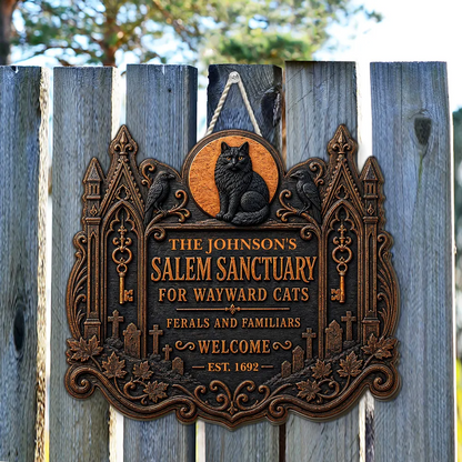 Personalized Welcome to Salem Halloween Wood Sign – Custom Spooky Home Décor