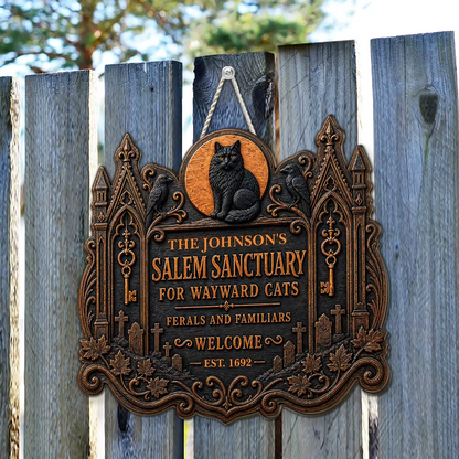 Personalized Welcome to Salem Halloween Wood Sign – Custom Spooky Home Décor