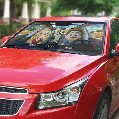 Life Is Better With My Dog Family version - Personalized Custom Car Sunshade, Gift for Dog Mom, Dog Dad