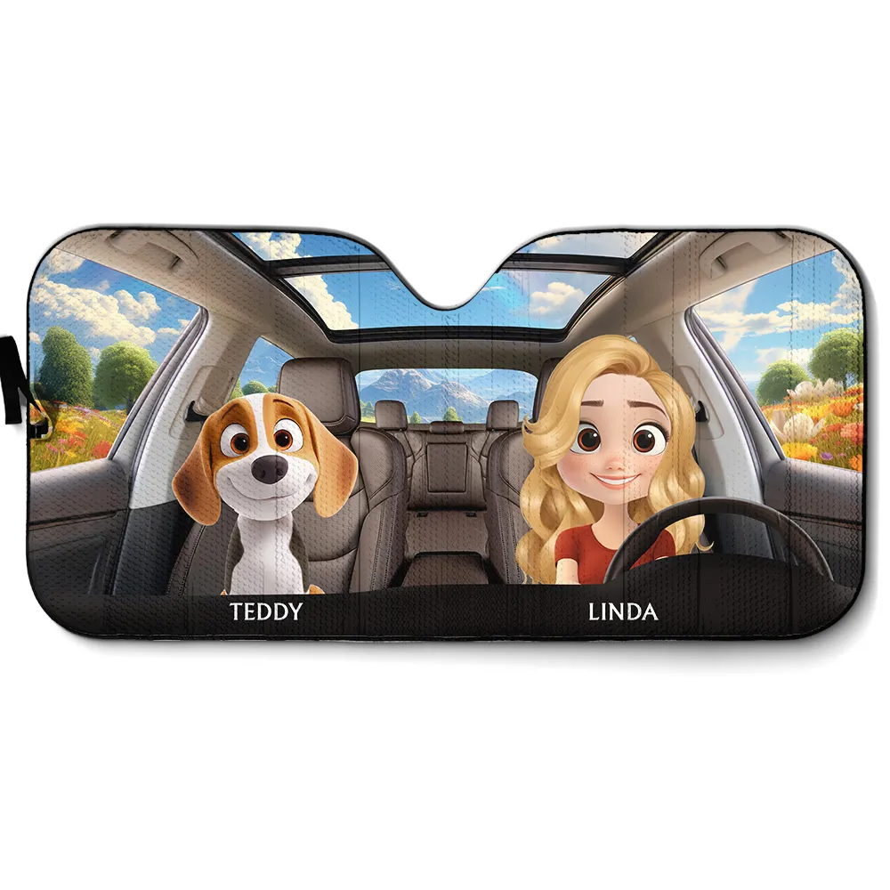Life Is Better With My Dog - Personalized Car Sunshade, Gift for Dog Dad, Dog Mom