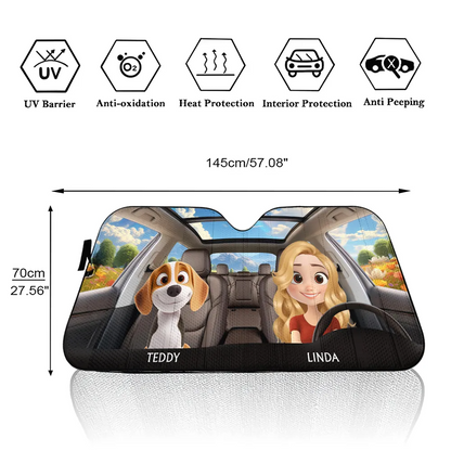 Life Is Better With My Dog Family version - Personalized Custom Car Sunshade, Gift for Dog Mom, Dog Dad