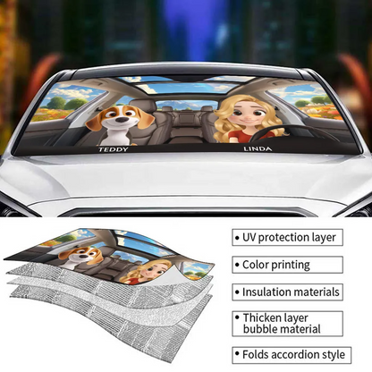 Life Is Better With My Dog - Personalized Car Sunshade, Gift for Dog Dad, Dog Mom