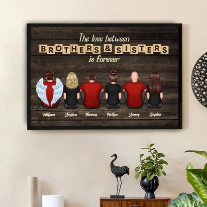 The Love Between Brothers & Sisters Is Forever – Personalized Cartoon Siblings Poster/Canvas with Names