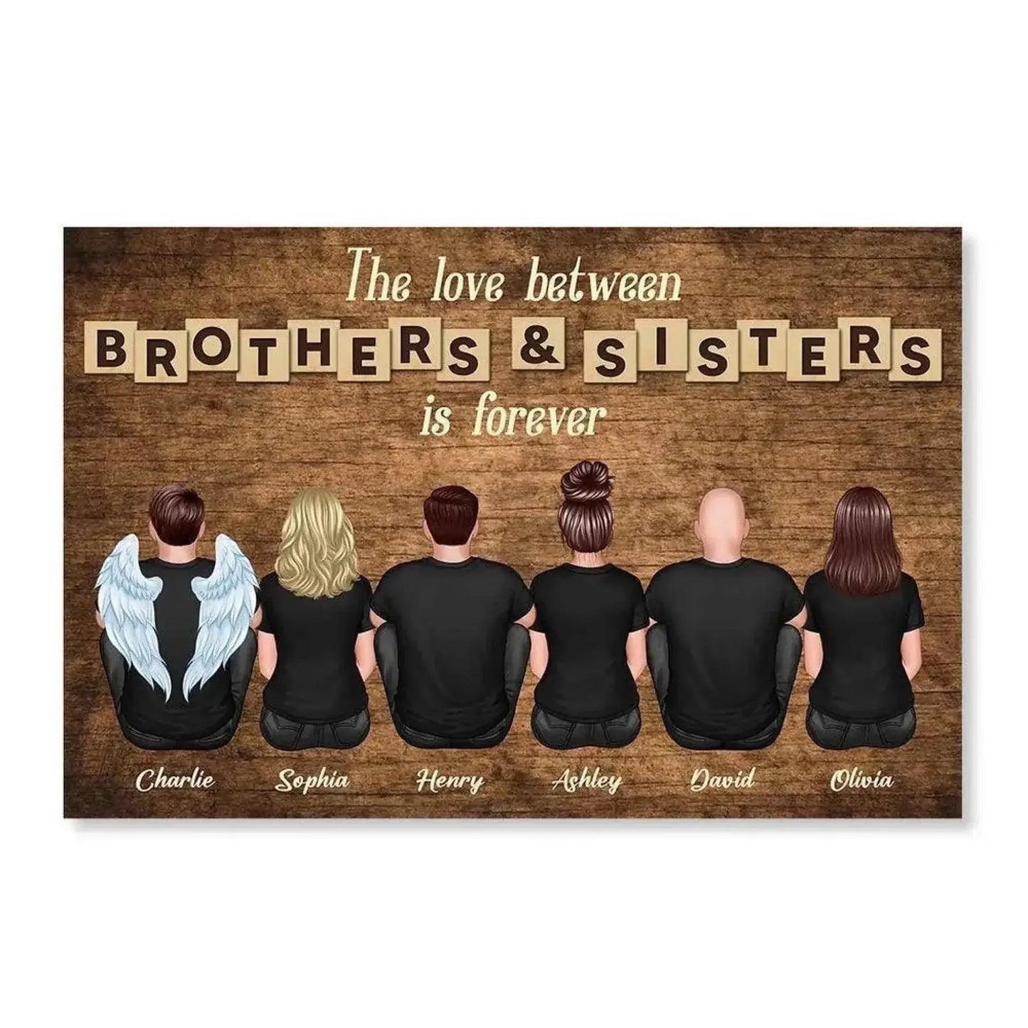 The Love Between Brothers & Sisters Is Forever – Personalized Cartoon Siblings Poster/Canvas with Names