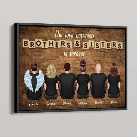 The Love Between Brothers & Sisters Is Forever – Personalized Cartoon Siblings Poster/Canvas with Names
