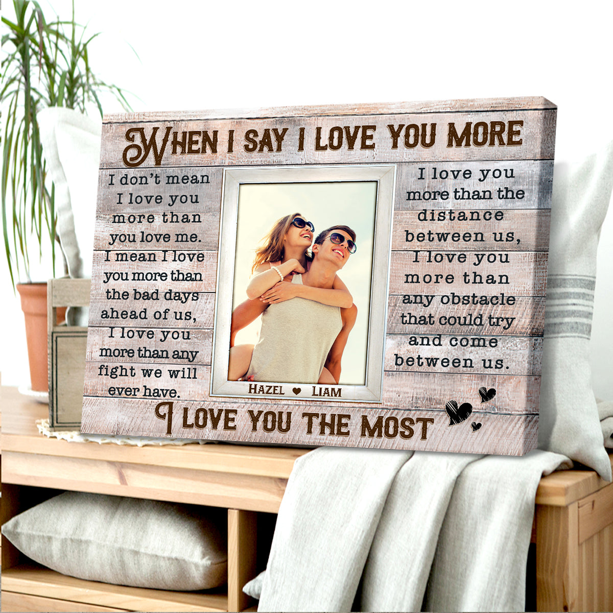 Loving Gift Photo For Couple Custom Poem On Canvas